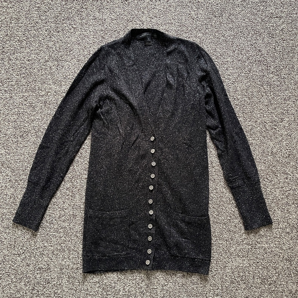 Marc Jacobs Wool Cashmere Black Glittery Shimmer Cardigan Sweater S